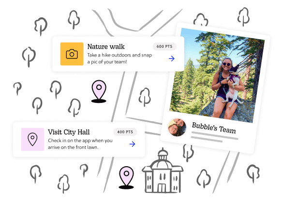 A variety of mission cards overlaid on a map